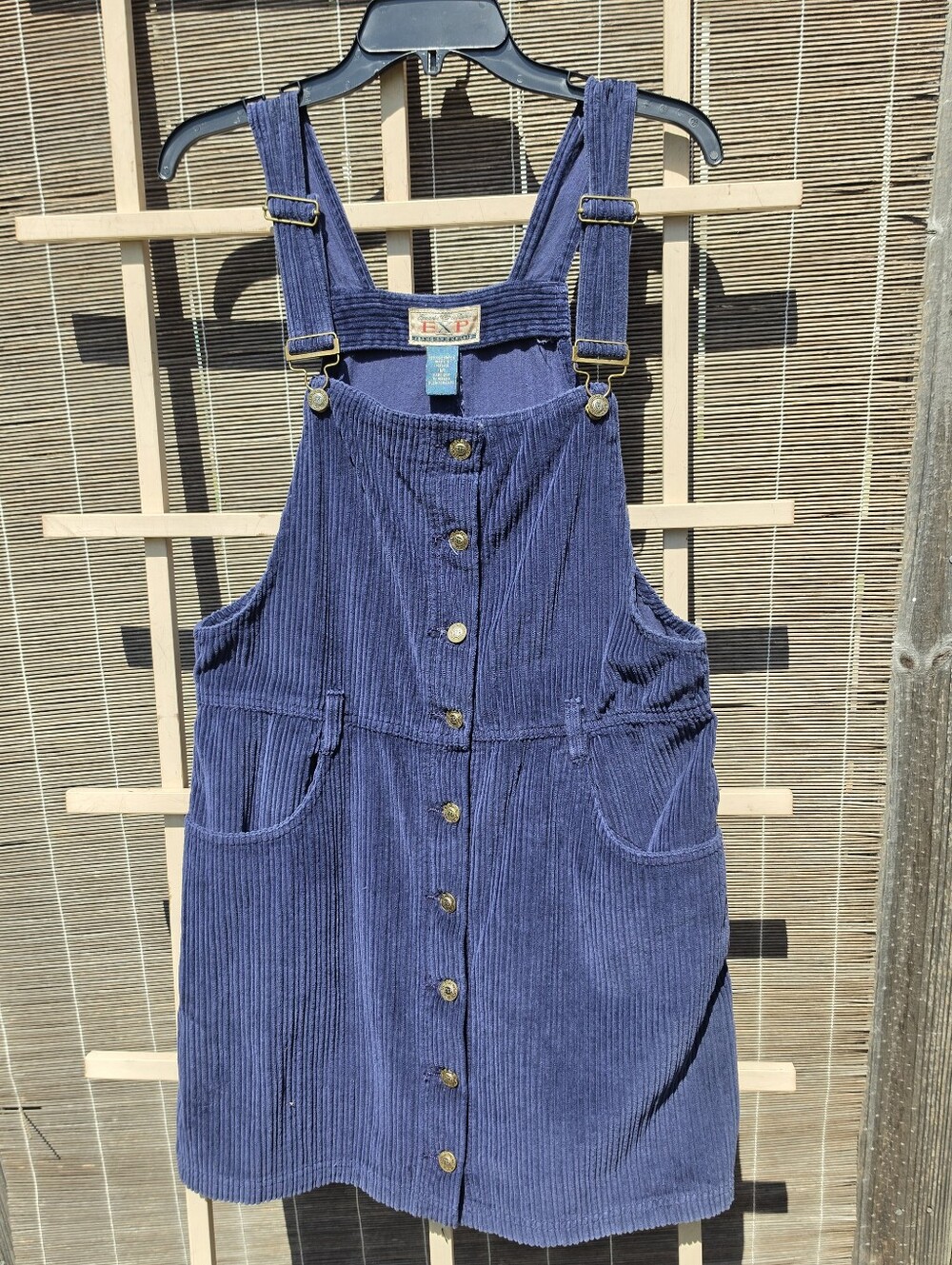 VTG EXP Jeans By Express Blue Cotton corduroy overall Mini Dress Medium